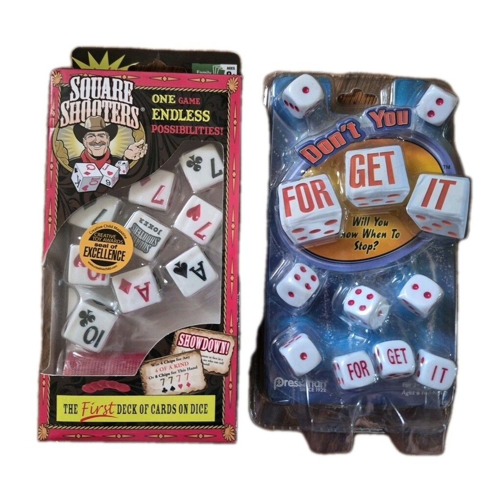 Square Shooters Dice Game and Don't You Forget It Dice Both New Sealed 8 And Up